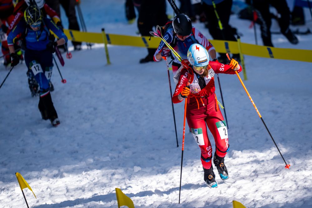 Marianne Fatton an der Heim-WM 2025 in Morgins, an der sie im Sprint Gold holte. (Foto: Keystone-SDA)