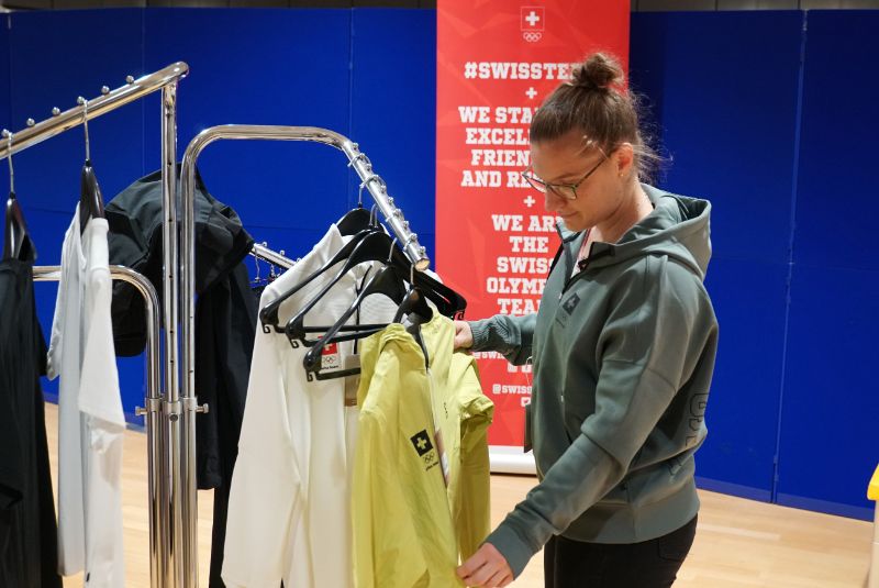 Rachel Moret lors de la remise des tenues de Swiss Olympic en vue des Jeux européens 2023